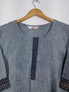 Sanganeri Grey  Kurtas(Women's)
