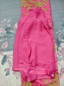 💖Elegant Pink Unstitched Embroidered Kurta Set
