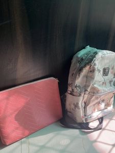 Floral Backpack With Free Makeup Pouch