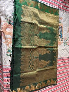 Elegant Green Saree with Gold Border