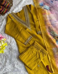 Wedding special Yellow Kurta pant with Dupatta