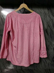 Pink Polka Dot Kurta Top
