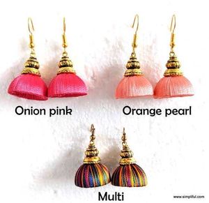Elegant Silk Thread Jhumka Earrings