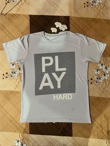 Play Hard Light Grey Graphic T-Shirt For Men 👕