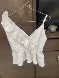 White Ruffle Top