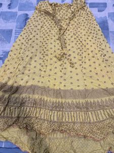 Yellow Printed Ethnic Skirt