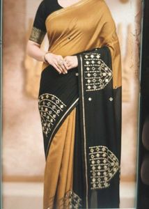 Elegant mirror work cotton silk Saree