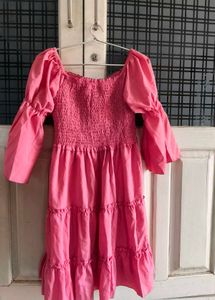 Pink Smocked Tiered Dress