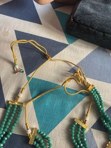 Emerald Beaded Jewellery Set of 2 choker