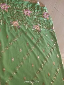 Elegant Green Embroidered Saree