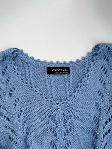 Y2K Beaded Cable-Knit V-Neck