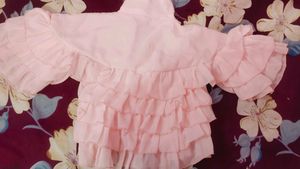 Pink Ruffled Blouse with Embroidery for( 4-5 girls