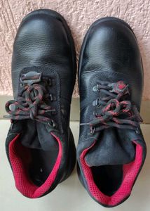 Black & Red Lace-Up Work Boots