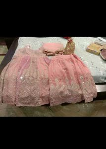Stunning Pink Embroidered sarara set