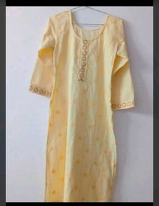 Chic Yellow Embroidered Kurta Set