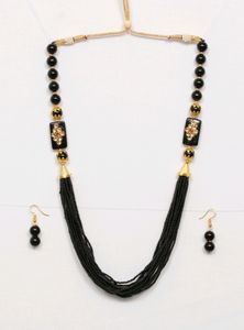 Black Necklace With Earrings.   Jaipurjewelry, Kundanjewelry, Beadsnecklace, Earrings, Chokerset, Peacockjewellery Forever21, Beauty, Women's,  Bridaljewellery,  Biba, Shein, Ethnic, Western,