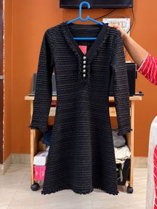 Chic Black Textured Mini Dress