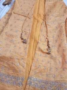 Elegant Yellow Gaown with Koti wit
