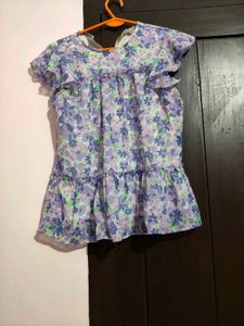 Floral Print Bardot Top with Tie Sleeves