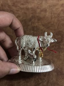 Silver Cow and Calf Showpiece