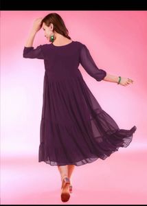 Elegant Purple Tiered Midi Dress