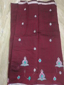 Saree cotton mix with sequence work no blouse pc