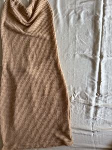 Nude Ribbed Halter Neck Dress