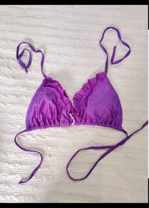 Vibrant Purple Ruffled Bikini Top