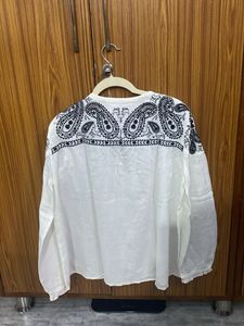 Zara Basic White Lace-Up Top