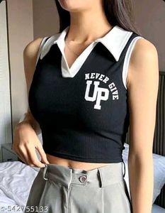 Green Collared Crop Top
