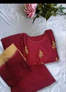 Elegant Maroon Embroidered Kurta Set
