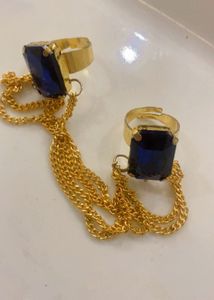 Statement Ring Bracelet with Blue Stones