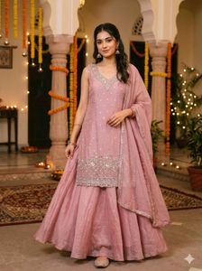 Pink Embellished Kurti Top