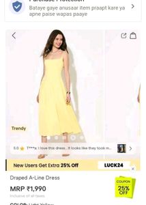 Light Yellow Draped A-Line Dress