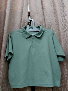 Green Zip Polo Shirt
