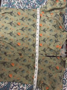 Elegant Olive Green Floral Print Kurta