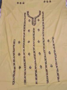 Yellow Kashmiri Embroidery Dress Material