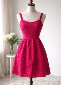 Vibrant Pink Textured Fit & Flare Dress