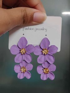 Purple Flower Dangle Earrings