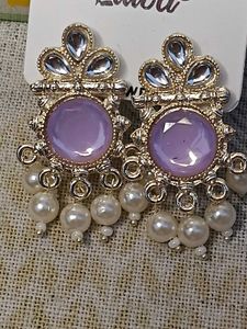 Elegant Lavender Pearl Dangle Earrings