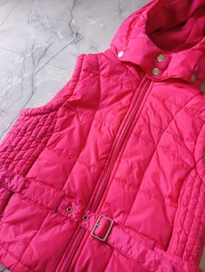 Pink Padded Vest with Hood