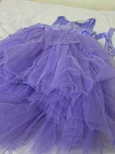 Girls Lavender Partywear Net Gown