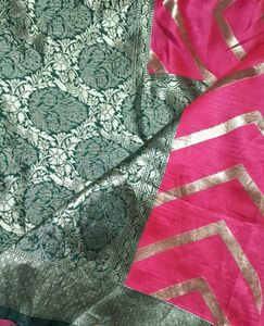 Vibrant Silk Saree with Gold Border