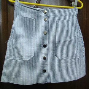 Striped Button-Up Mini Skirt