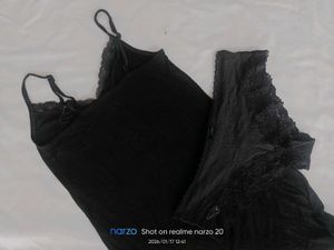 Black Lace Trimmed Cami Dress