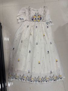 White Embroidered Anarkali Gown