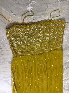 Yellow Naira cut suit with straps sleeves
