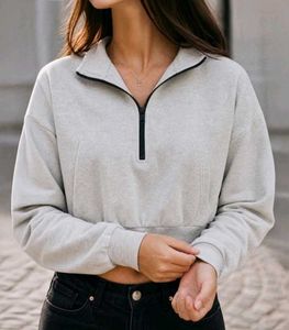 Cropped Quarter Zip Sweatshirt
