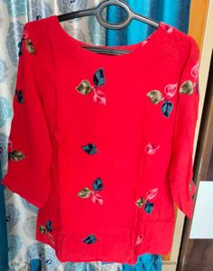 Vibrant Red &amp; Striped Tops - Set of 2