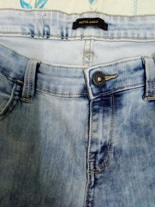 Distressed Acid Wash Ankle Jeans
